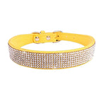 Coleira de cachorro de cristal de fibra de camurça confortável glitter strass coleiras de cachorro fivela de liga de zinco para cães pequenos gatos XXS-XL