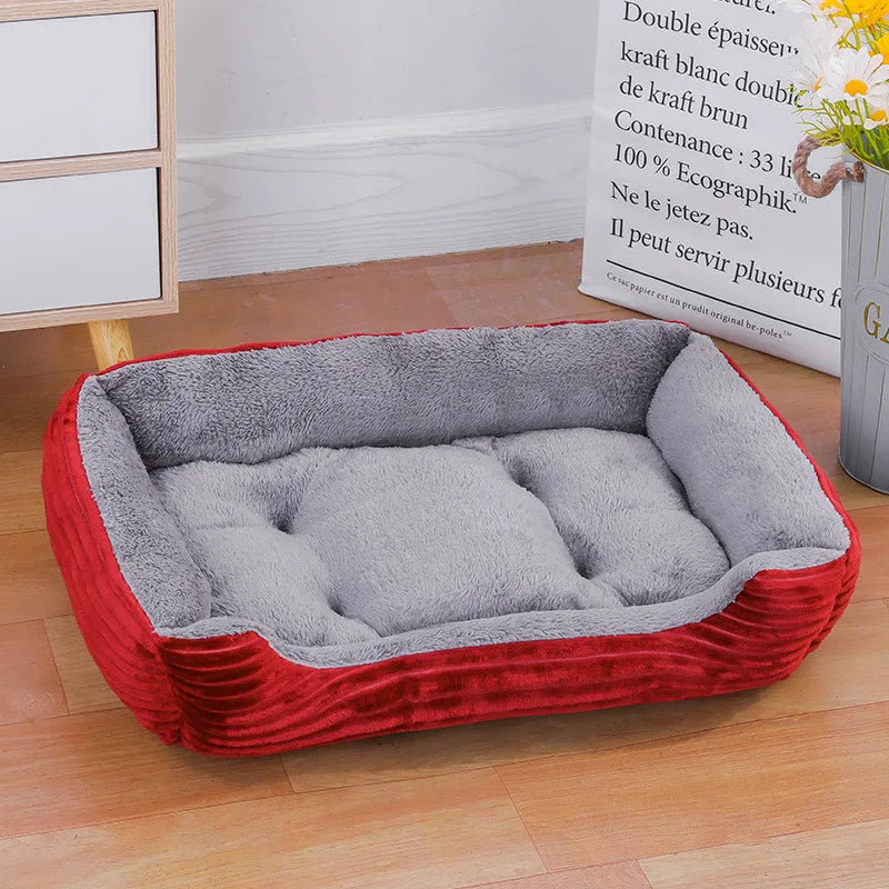 Cor quadrada inverno macio casa quente para cama de cachorro para tapete de cachorro à prova dwaterproof água cama de gato para animais de estimação para grande médio pequeno casa de cachorro