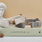 Coleira de cachorro premium personalizada de veludo de várias cores, trela personalizada gravada com placa de nome de animal de estimação, fivela de metal, presente de casamento para cachorro