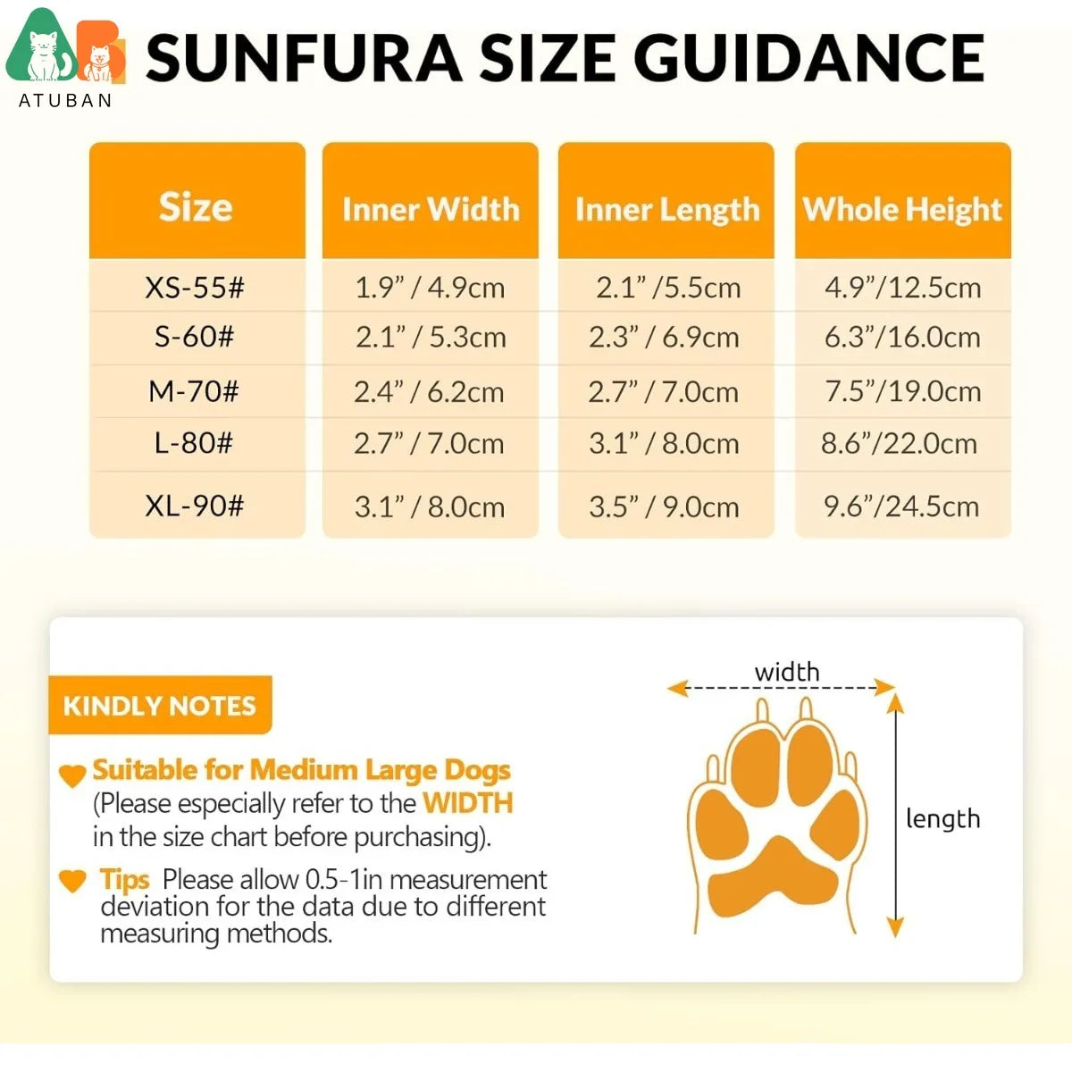 Botas de chuva para cães ATUBAN com lã quente, sapatos para cães médios e grandes à prova d'água e antiderrapantes com tiras reflexivas e sola robusta