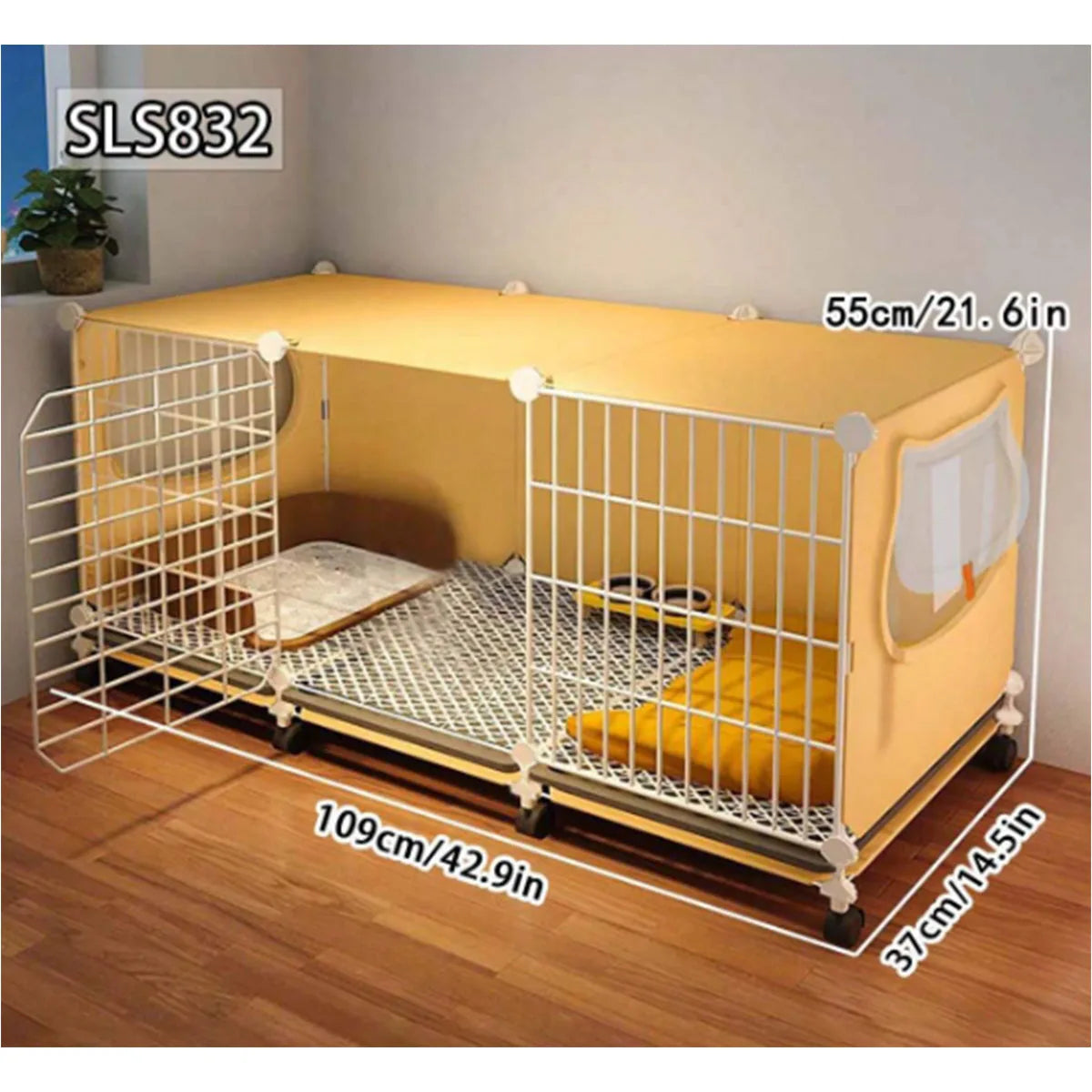 Gaiola para cães Pequeno Cachorro Pomerânia Teddy do Urso para animais de estimação Outono Inverno canil quente Cão médio com separação de banheiro