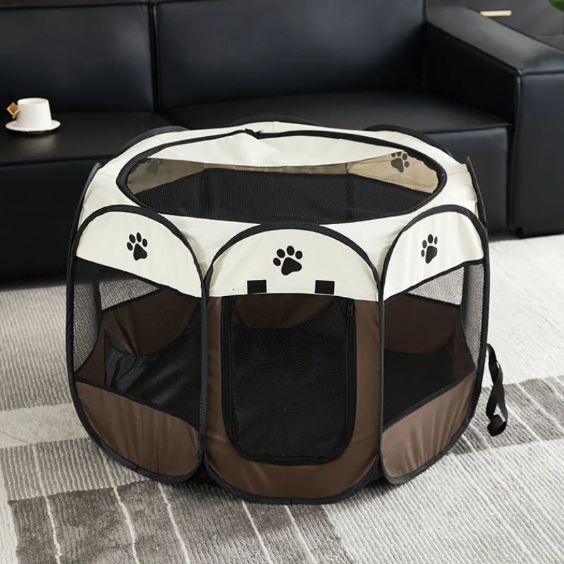 Cercadinho octógono dobrável para animais de estimação, tecido oxford, gaiola removível, lavável, barraca para gatos e caixa de parto para filhotes/gatinhos
