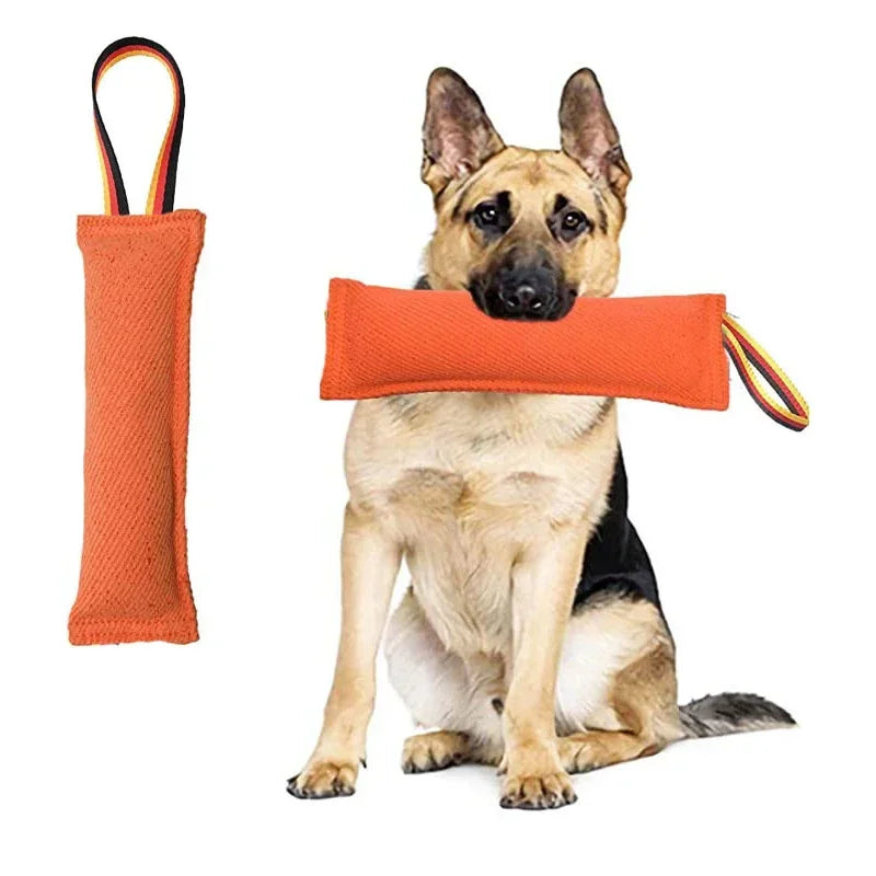Mordida de cachorro rebocador brinquedo pet treinamento mordendo vara com alça forte para buscar & filhote de cachorro k9 treinamento puxar brinquedo para cães médios e grandes