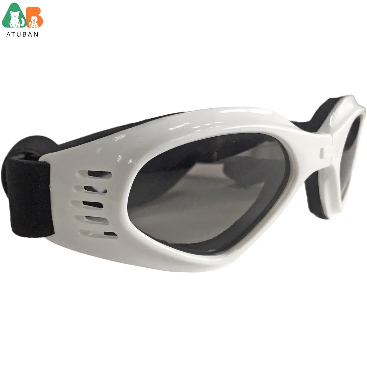 ATUBAN Óculos de sol para cães pequenos, à prova d'água, à prova de vento, proteção UV, óculos de sol para animais de estimação, cachorrinho, gato (branco