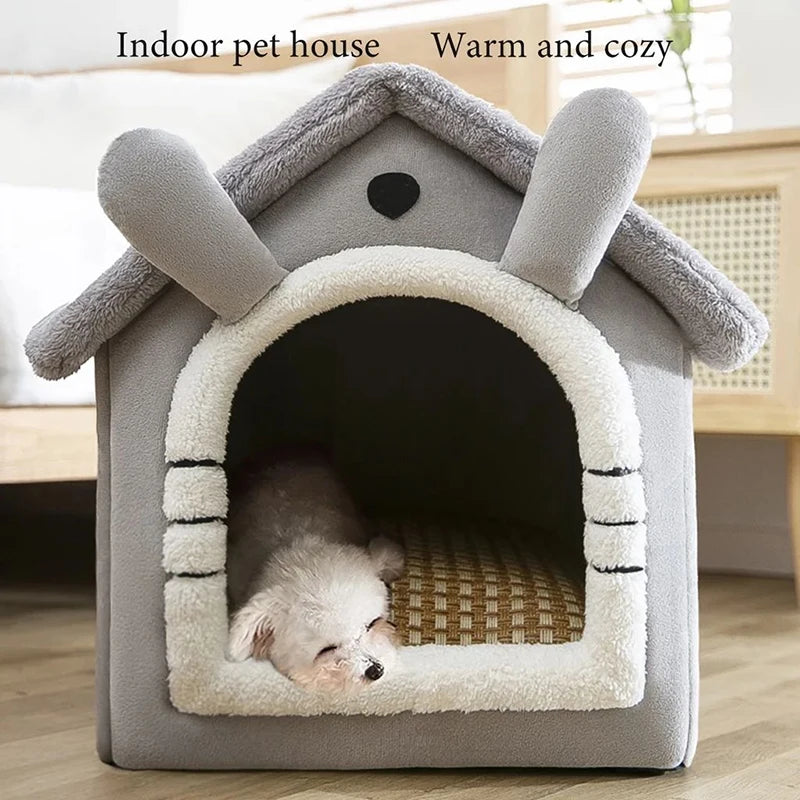 Casa interna quente para cães, cama macia para animais de estimação, tenda, canil, cama para gatos com almofada removível, adequada para animais de estimação pequenos, médios e grandes