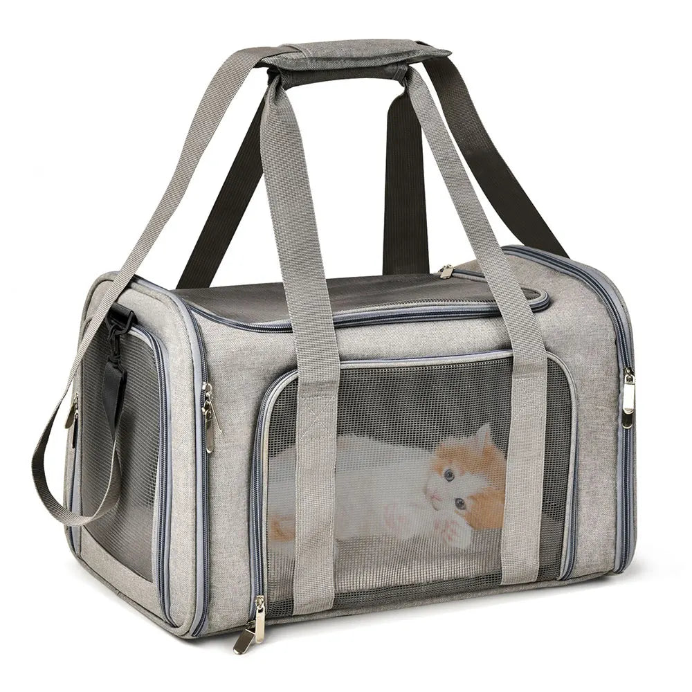 Saco de transporte para cães, mochila lateral macia para transportar animais de estimação, sacos de viagem para cães, transporte aprovado pela companhia aérea para cães pequenos, gatos de saída