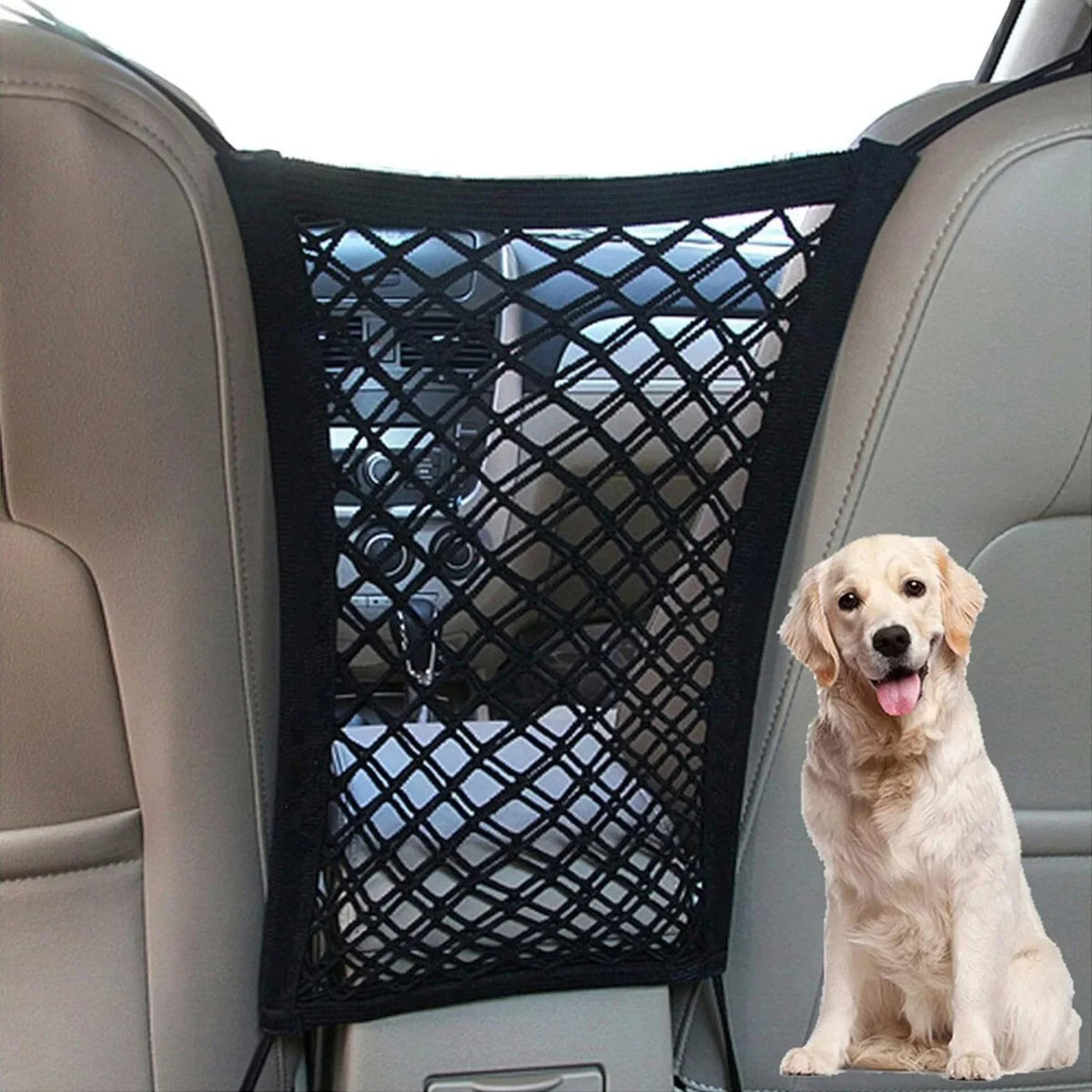 1pc pet veículo isolamento net pet cão capa de assento de carro portátil on-board rede protetora carro pet rede de segurança preto