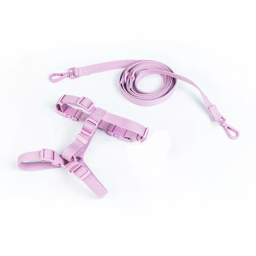 Conjunto de coleira para animais de estimação, série macaron, cabeça dupla, ajustável, colete para cães pequenos e médios, moda para animais de estimação