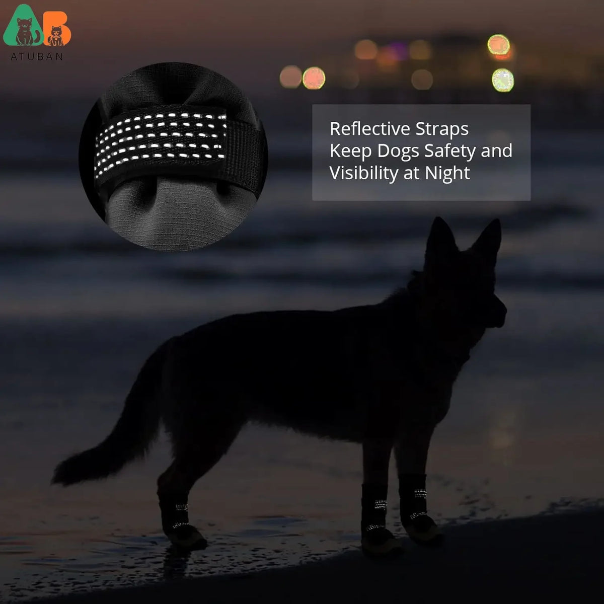 Atuban sapatos para cães, botas antiderrapantes para pavimento quente e protetores de patas para o verão, dia chuvoso, botas de neve para cães, à prova d'água