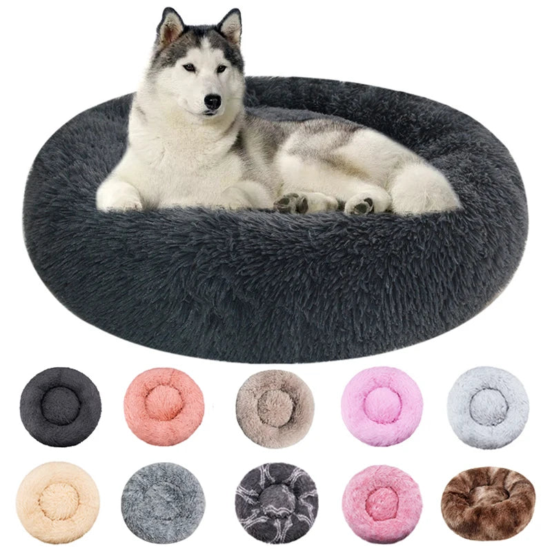 Cama de cachorro fofa de 40-90cm para grande cama redonda de cachorro super macia casa de gato de pelúcia ninho de gato inverno quente cama de animal de estimação