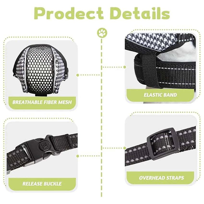 Focinho macio do cão para cães pequenos e grandes, Anti morder, máscara de mastigação, respirável, sem casca, malha impressa, cobertura completa focinhos