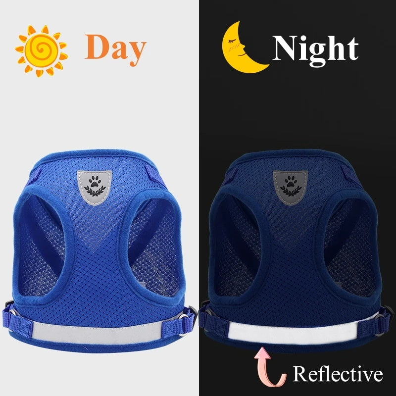 Conjunto de arnês e coleira para cães de estimação, malha ajustável, suprimentos para gatos, coleira, filhote de cachorro, buldogue, corgi, acessórios para cães