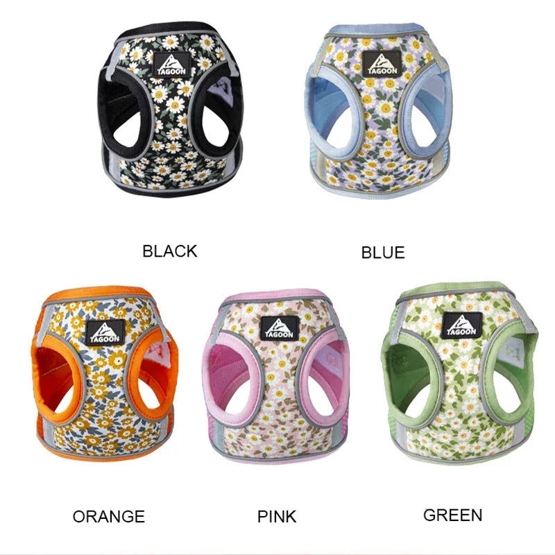Conjunto reflexivo de arnês e trela para cães, cinta no peito para cachorro pequeno, colete de gatos chihuahua, yorkies, teddy walking suprimentos