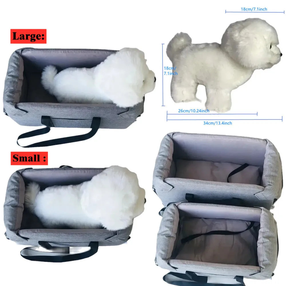 Cama de assento de carro para cães, cama central de assento de carro portátil para cães pequenos e gatos, bolsa de viagem de segurança, acessórios para cães