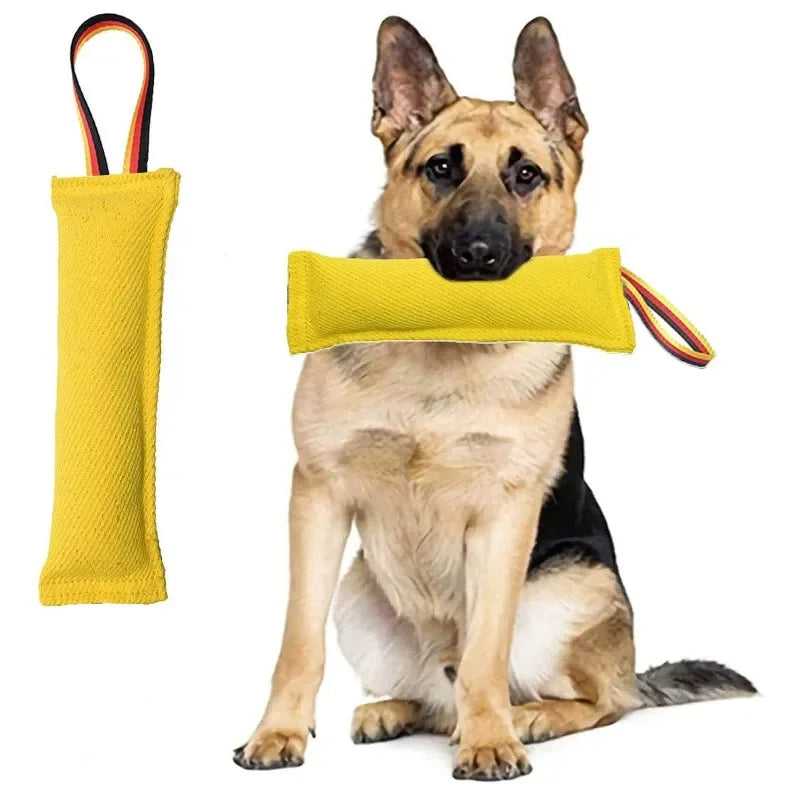 Mordida de cachorro rebocador brinquedo pet treinamento mordendo vara com alça forte para buscar & filhote de cachorro k9 treinamento puxar brinquedo para cães médios e grandes