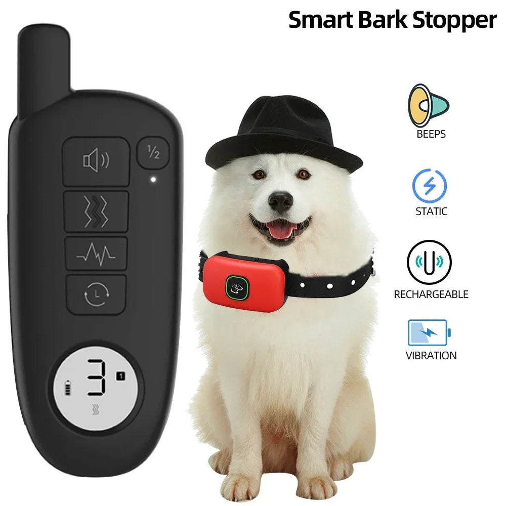 Impermeável choque elétrico Dog Training Collar, som de vibração, colar de casca para cães pequenos, médios, grandes, 1000 pés