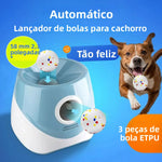 Lanzador de bola para cães, lançador de bola para cães com 3 bolas de tênis, brinquedos interativos para cães, diversão, ambiente interno e externo, distância ajustável