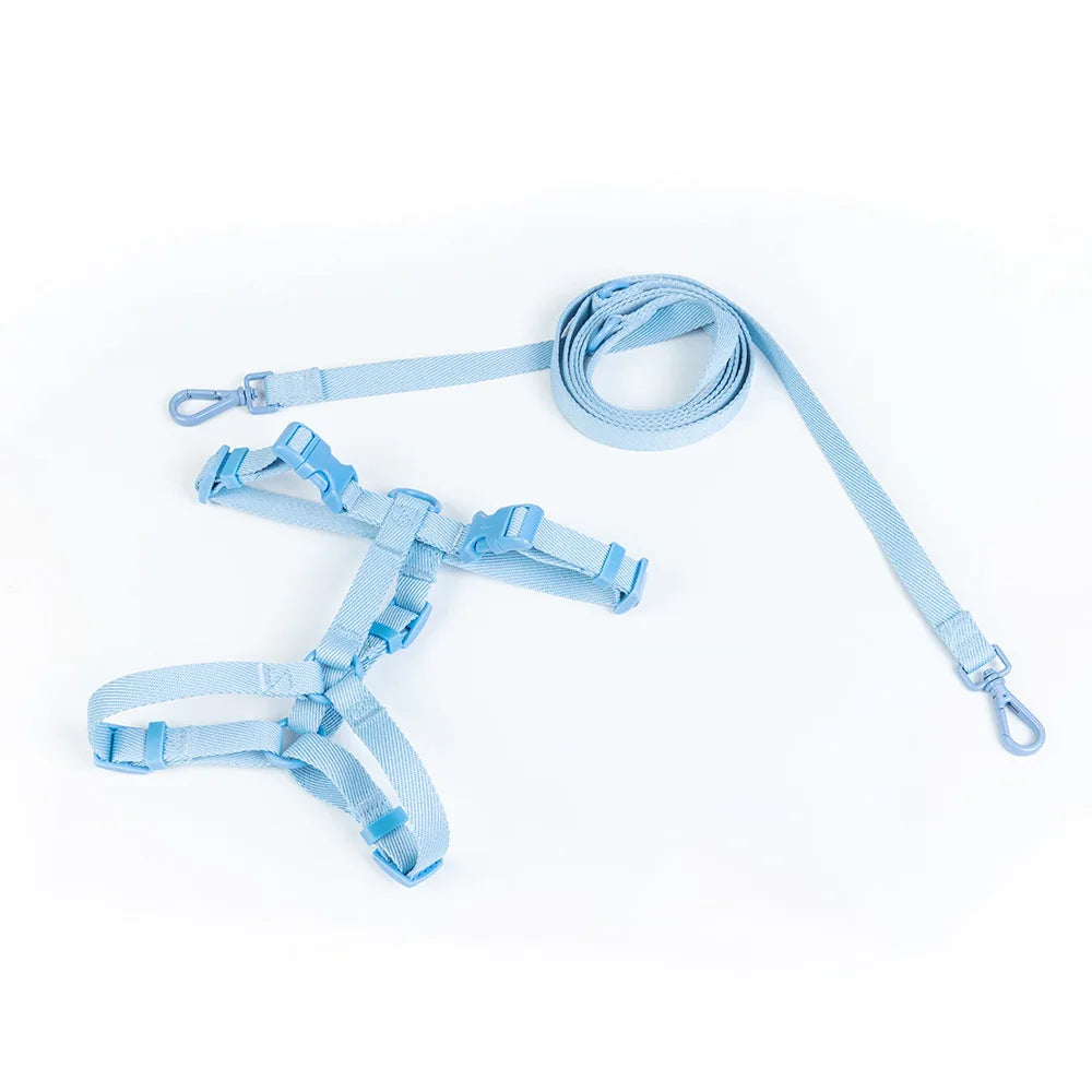 Conjunto de coleira para animais de estimação, série macaron, cabeça dupla, ajustável, colete para cães pequenos e médios, moda para animais de estimação