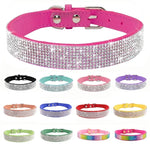 Coleira de cachorro de cristal de fibra de camurça confortável glitter strass coleiras de cachorro fivela de liga de zinco para cães pequenos gatos XXS-XL