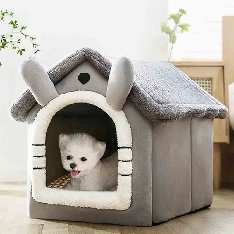 Casa interna quente para cães, cama macia para animais de estimação, tenda, canil, cama para gatos com almofada removível, adequada para animais de estimação pequenos, médios e grandes