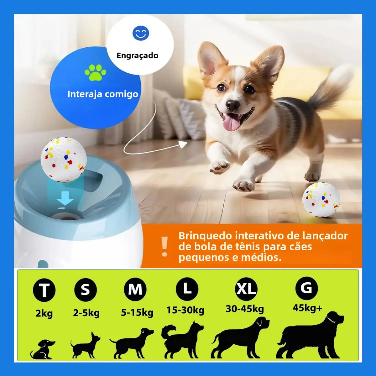 Lanzador de bola para cães, lançador de bola para cães com 3 bolas de tênis, brinquedos interativos para cães, diversão, ambiente interno e externo, distância ajustável