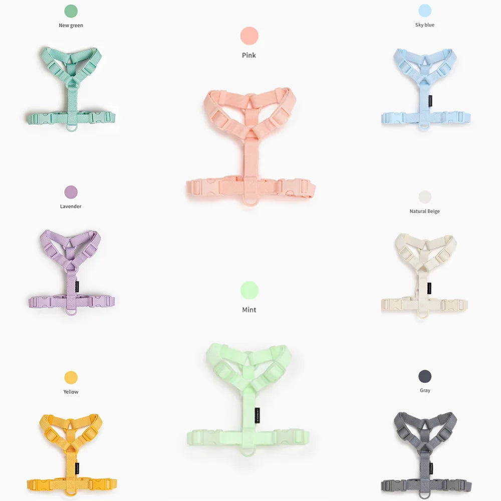 Conjunto de coleira para animais de estimação, série macaron, cabeça dupla, ajustável, colete para cães pequenos e médios, moda para animais de estimação