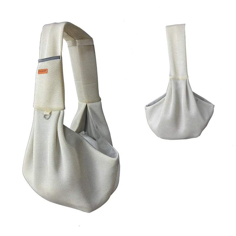 Bolsa de malha de poliéster respirável para cães, bolsa de ombro crossbody para animais de estimação, viagem ao ar livre, portátil, gato, filhote de cachorro, bolsa de transporte