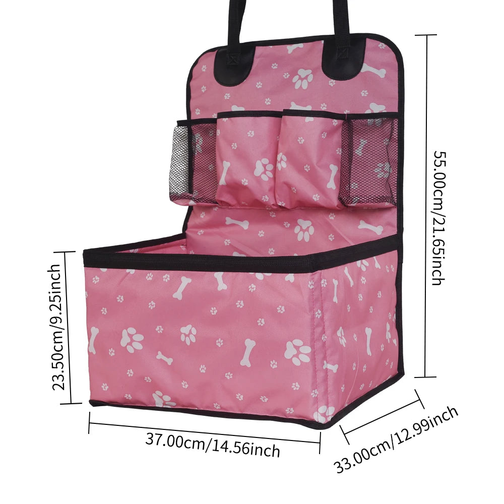 Assento de carro para cães com bolsos de armazenamento, assento dianteiro durável para animais de estimação à prova de arranhões para cães pequenos a médios