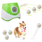 Lanzador de bola para cães, lançador de bola para cães com 3 bolas de tênis, brinquedos interativos para cães, diversão, ambiente interno e externo, distância ajustável