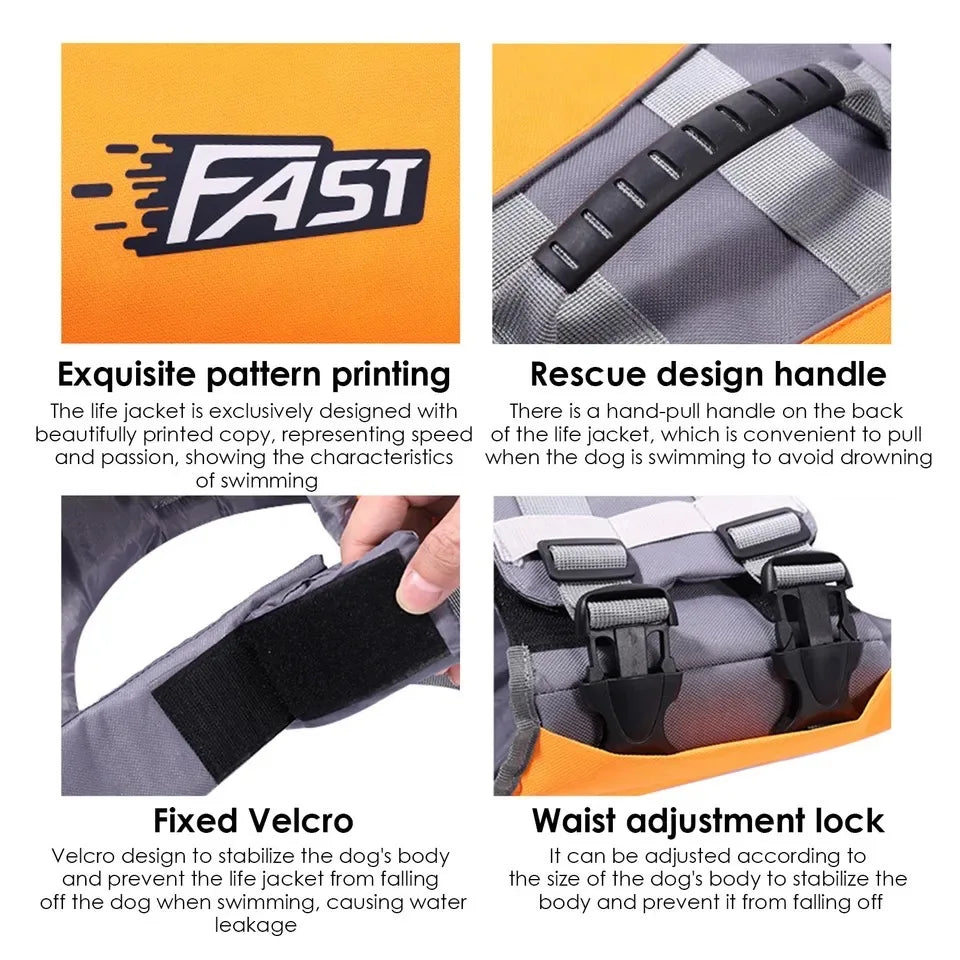 Animal de estimação natação colete salva-vidas colete de segurança para o cão no verão moda ajustável reflexivo na piscina ou surf deriva colete de vida do cão