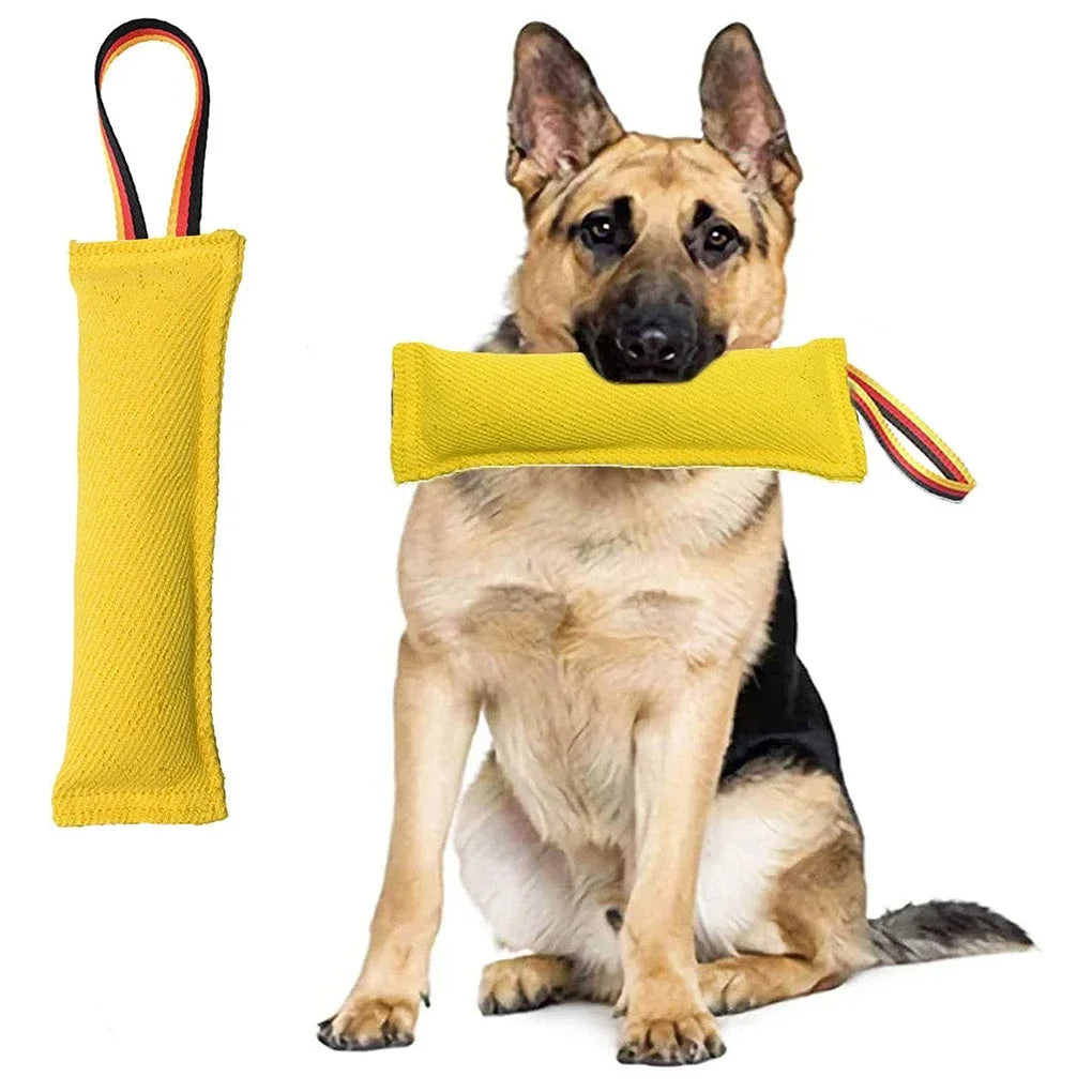 Mordida de cachorro rebocador brinquedo pet treinamento mordendo vara com alça forte para buscar & filhote de cachorro k9 treinamento puxar brinquedo para cães médios e grandes