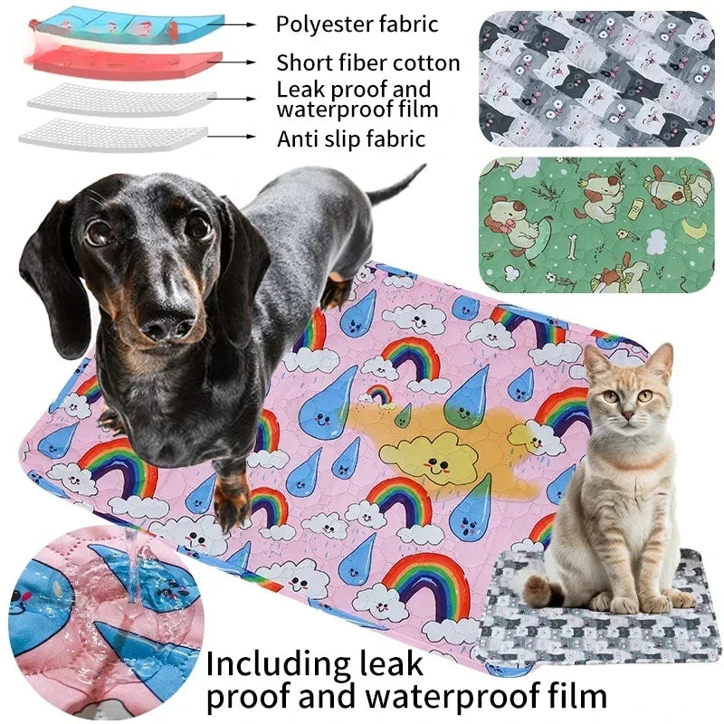 Almofada de xixi para animais de estimação, lavável, fralda para animais de estimação, tapetes reutilizáveis para cães, cama de urina, lavável, almofada de treinamento para cães, quatro estações, capa para animais de estimação
