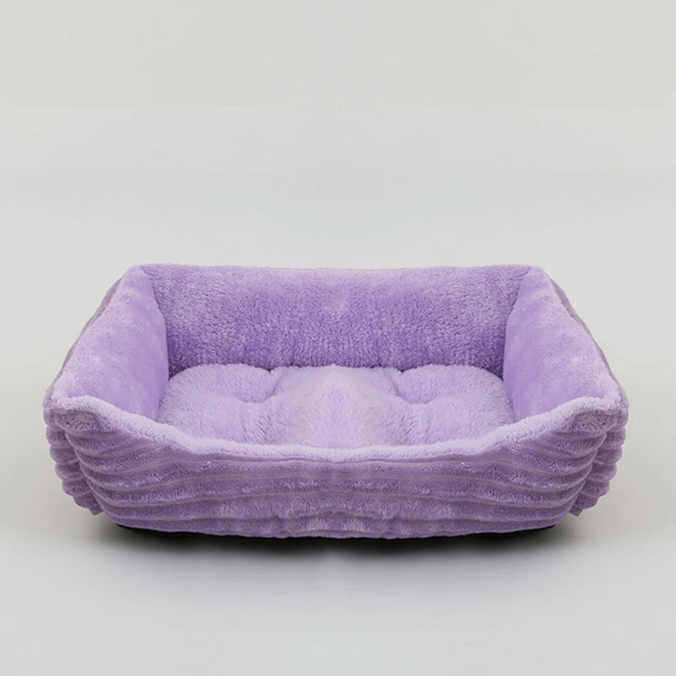 Cama para cão gato animal de estimação quadrado casil de pelúcia médio pequeno cão sofá cama almofada pet calmante cama do cão casa suprimentos para animais de estimação acessórios