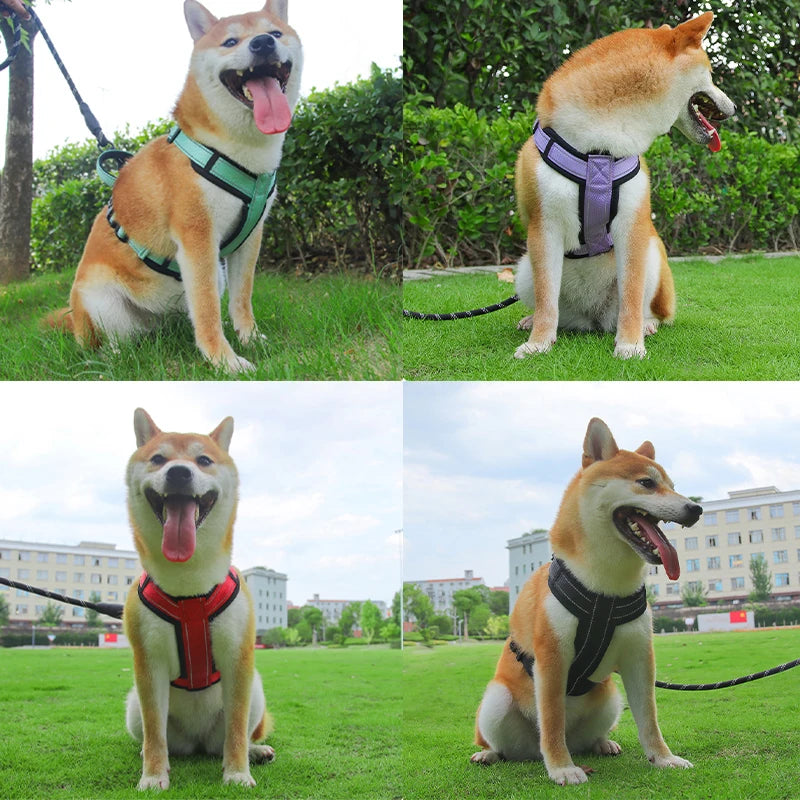 Arnês para cães de estimação com alça para cães médios e grandes, colete de buldogue francês, alças ajustáveis no peito para cachorros, coleira para cães labrador