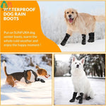 Botas de chuva para cães ATUBAN com lã quente, sapatos para cães médios e grandes à prova d'água e antiderrapantes com tiras reflexivas e sola robusta