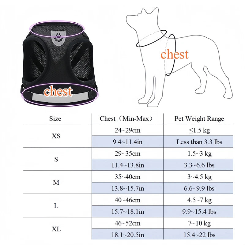 Conjunto de arnês e coleira para cães de estimação, malha ajustável, suprimentos para gatos, coleira, filhote de cachorro, buldogue, corgi, acessórios para cães