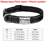 Coleira de cachorro reflexiva ajustável náilon personalizado gravado nome id tag personalizado luminoso filhote de cachorro brilhante grande unisex coleira de cachorro