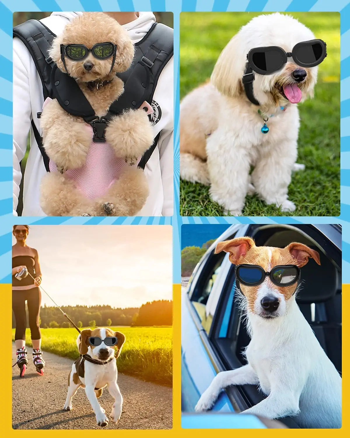 Decorações de Natal Óculos De Sol, Proteção UV Goggles, Eye Wear, Alça Ajustável, Impermeável Pet Sungla, Cão Pequeno