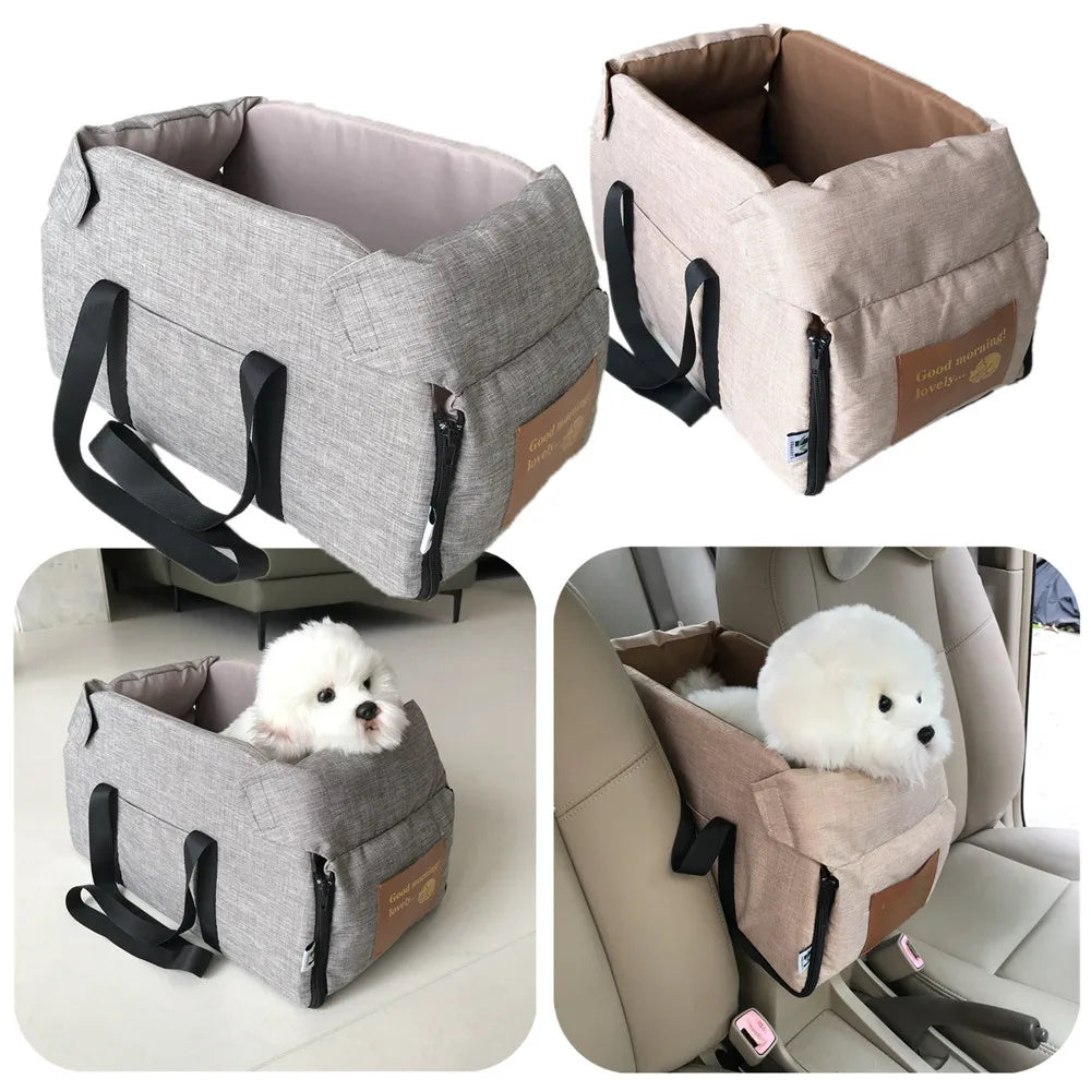 Cama de assento de carro para cães, cama central de assento de carro portátil para cães pequenos e gatos, bolsa de viagem de segurança, acessórios para cães
