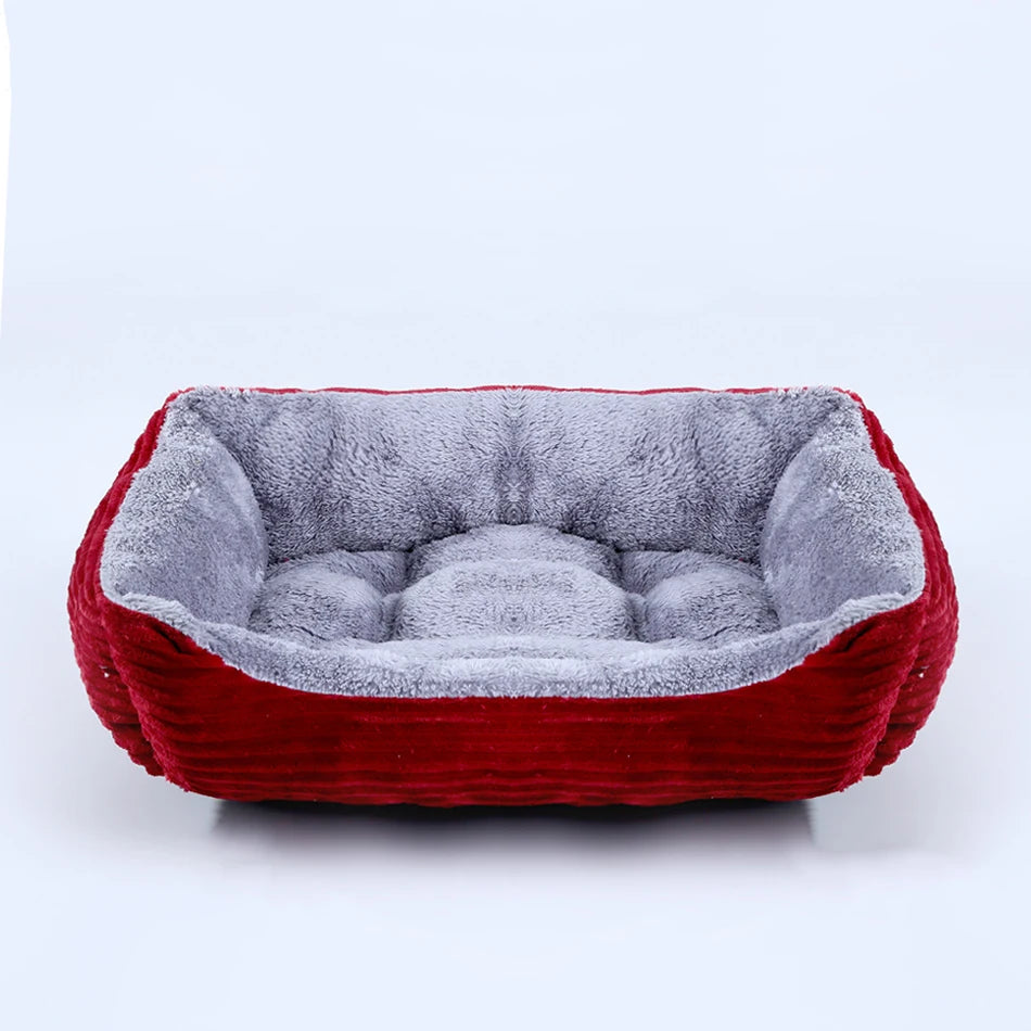 Cama para cão gato animal de estimação quadrado casil de pelúcia médio pequeno cão sofá cama almofada pet calmante cama do cão casa suprimentos para animais de estimação acessórios