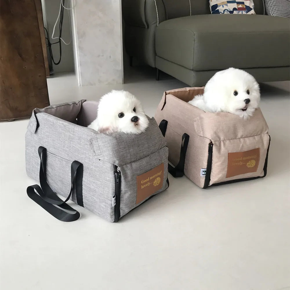 Cama de assento de carro para cães, cama central de assento de carro portátil para cães pequenos e gatos, bolsa de viagem de segurança, acessórios para cães