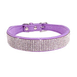 Coleira de cachorro de cristal de fibra de camurça confortável glitter strass coleiras de cachorro fivela de liga de zinco para cães pequenos gatos XXS-XL