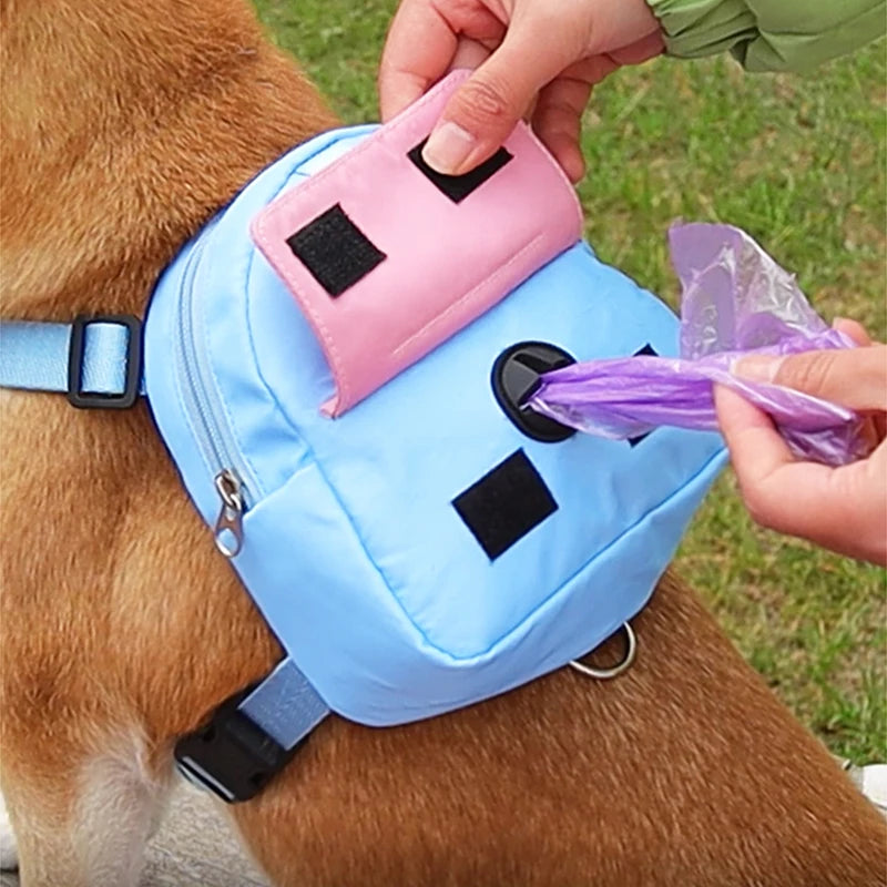 Mochila para animais de estimação, à prova d'água, para cães, filhote de cachorro, com coleira, viagem ao ar livre, lanches, buldogue francês, acessórios para cães