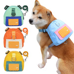 Mochila para animais de estimação, à prova d'água, para cães, filhote de cachorro, com coleira, viagem ao ar livre, lanches, buldogue francês, acessórios para cães