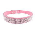 Coleira de cachorro de cristal de fibra de camurça confortável glitter strass coleiras de cachorro fivela de liga de zinco para cães pequenos gatos XXS-XL
