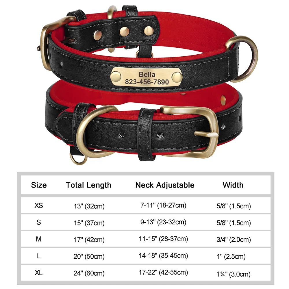 Coleira de cachorro personalizada gravada em couro pu, coleira de identificação com gravação gratuita, placa de identificação para cães pequenos, médios e grandes