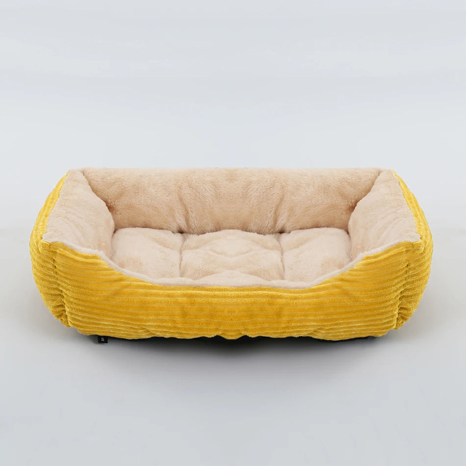 Cama para cão gato animal de estimação quadrado casil de pelúcia médio pequeno cão sofá cama almofada pet calmante cama do cão casa suprimentos para animais de estimação acessórios