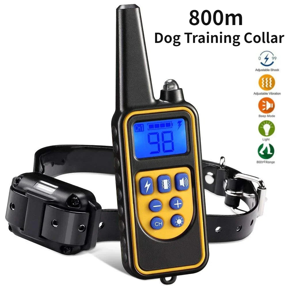 Impermeável choque elétrico Dog Training Collar, som de vibração, colar de casca para cães pequenos, médios, grandes, 1000 pés