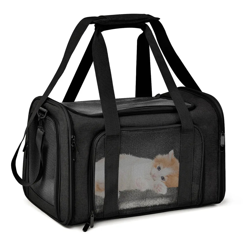 Saco de transporte para cães, mochila lateral macia para transportar animais de estimação, sacos de viagem para cães, transporte aprovado pela companhia aérea para cães pequenos, gatos de saída