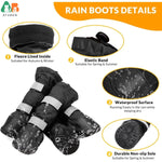 Botas de chuva para cães ATUBAN com lã quente, sapatos para cães médios e grandes à prova d'água e antiderrapantes com tiras reflexivas e sola robusta